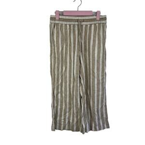 Banana Republic tan and white striped wide leg linen blend pants size xs